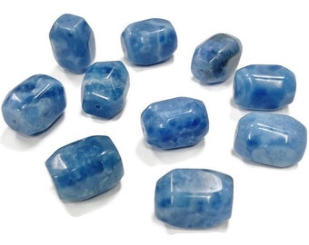 10 Vintage Genuine Blue Aventurine Polished Rectangle 18x13mm. Natural Gemstone Beads 4604