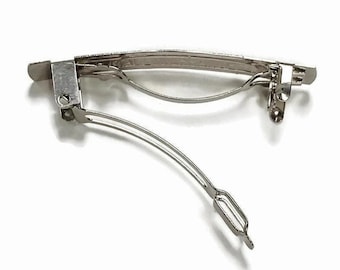 6 Vintage Stamped &quot;Made In France&quot; Silver Plated 50mm. Hair Clip French Barrettes 1206
