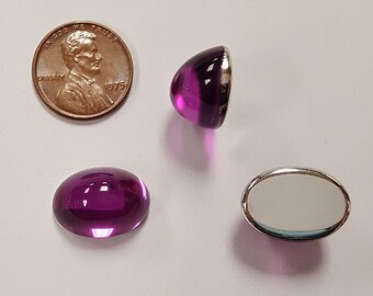 24 Vintage Fuchsia Acrylic 18x13mm. Oval Smooth High Domed Cabochons 7209