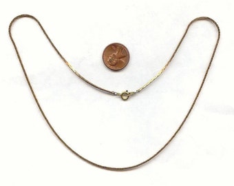2 Vintage Solid Brass 1mm. Wide Cobra Chain 18&quot; Necklaces Ch115