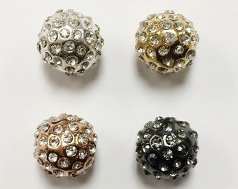 Rhinestone Pave' Beadelle® Collection 12mm. Starlight Disco Ball Beads - 4 Colors Available