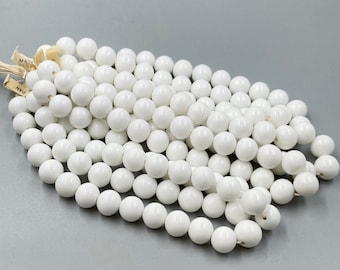 9mm Rare Vintage Japanese Cherry Brand Glass Beads, White With