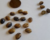 6 Vintage Genuine Tiger Eye Gemstone 8x6mm. Oval Scarabs R547