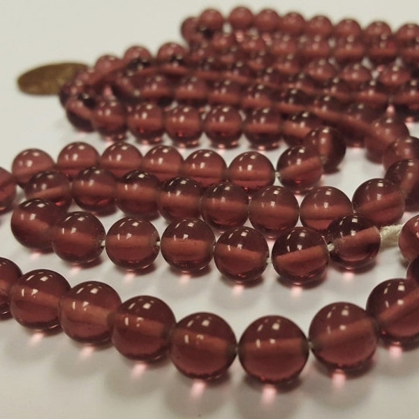 100 Vintage Japanese 1950's Cherry Brand Glass Amethyst 8mm. Round Beads 4681