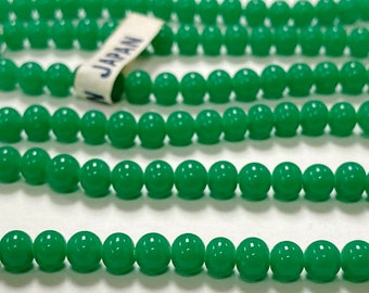 200 Vintage Japanese Cherry Brand Glass Jade 5mm. Smooth Round Beads 4656