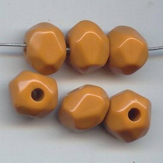 24 VINTAGE GREY ACRYLIC 12x16mm FACETED LARGE HOLE NUGGET BEADS 5669