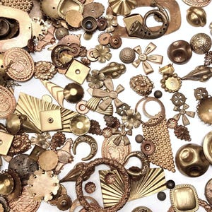 1/2 Pound Vintage Patina Aged Solid Brass Stampings Findings & Settings Bulk Lot 1589