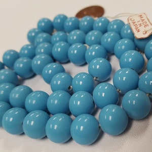 thumbnail image 2 of 24 Vintage Cherry Brand Glass Beads - 12mm Light Blue Turquoise Baroque 4641T 2 of 4