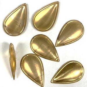 6 Vintage Aged Brass Smooth Reverse Drop Framed 53x31mm. Convex Pendant Findings - USA Made 1613
