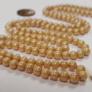 150 Vintage Japanese Cherry Brand Glass Beige Satin AB 5mm. Round Beads 4724