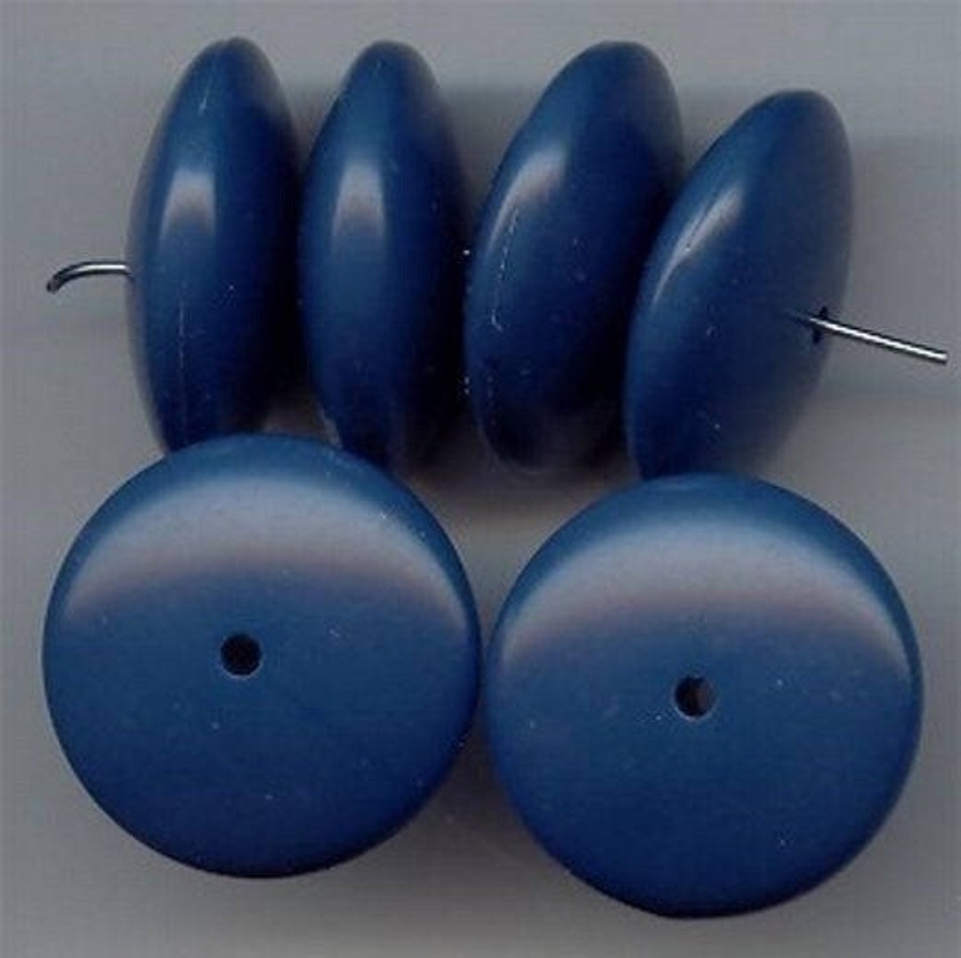 12 Vintage Blue Opaque Acrylic 10x26mm. Smooth Round Disc