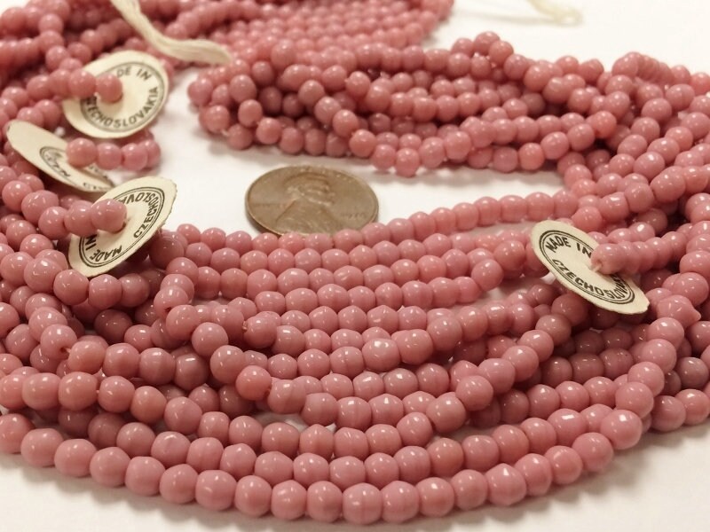 1200 VETRO CECOSLOVACCO VINTAGE ROSA POLVEROSA 4mm. PERLINE CECHE - Foto 3