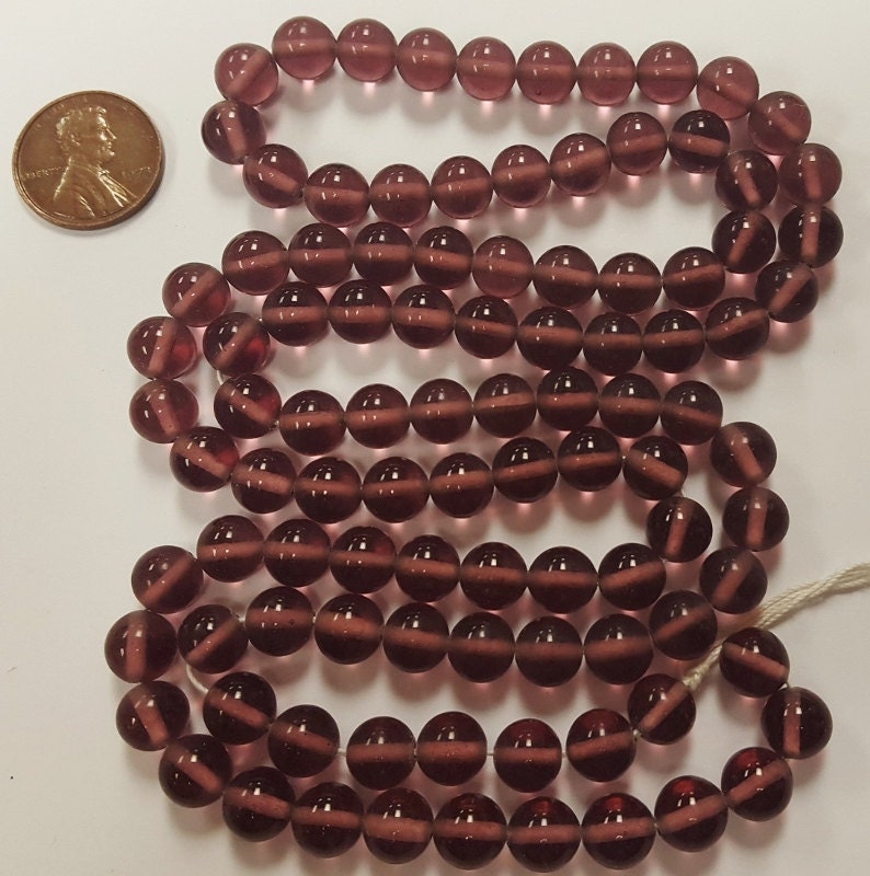 thumbnail image 2 of 50 Vintage 1950s Cherry Brand Glass Beads – 10mm Amethyst Round, New Old Stock Japan 2 of 4