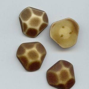 6 Vintage Dark Khaki Matte Washed 26mm. Hexagon Triangle Deco Cabochons 5815