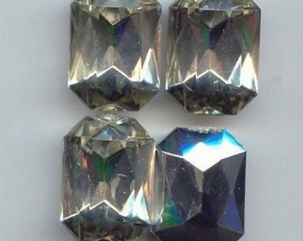 12 Vintage cristal facetado acrílico 25x18mm. Joyas de gemas octagonales 6834