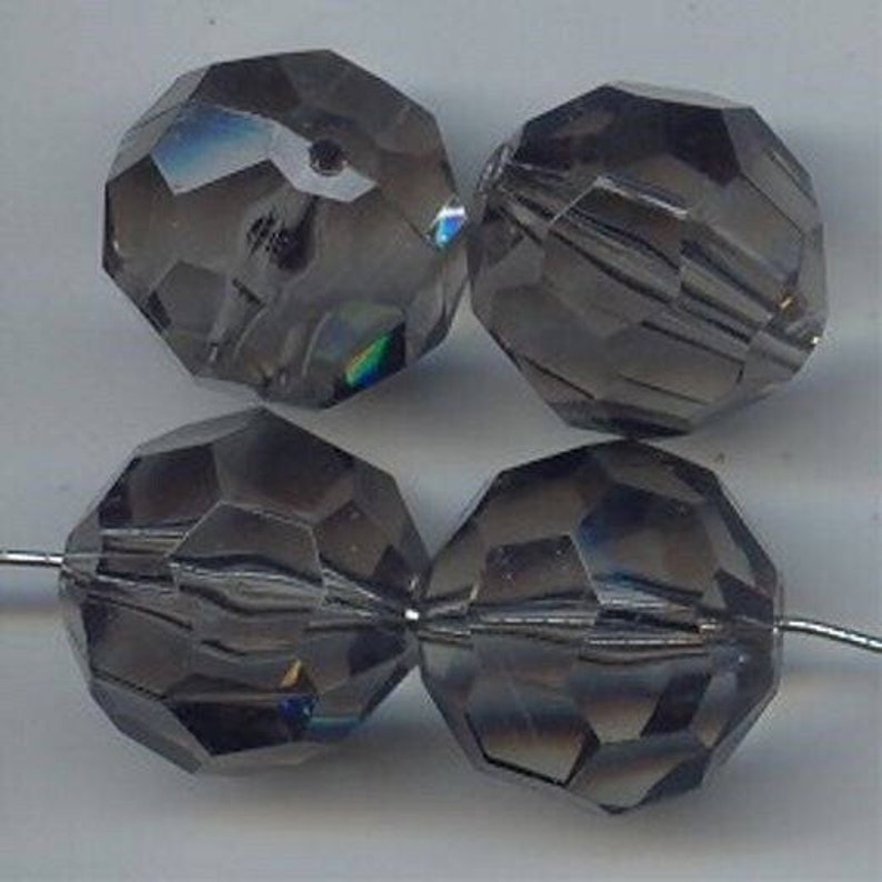 6 Vintage Smoked Grey Acrylic Faceted 20mm. Round Beads 5475 image 1