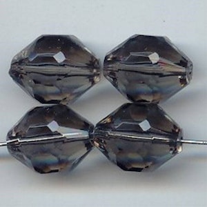18 Vintage Smoke Crystal Acrylic 17x14mm. Faceted Hexagon Beads 5362