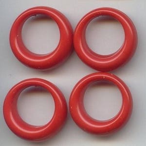 12 Vintage Red Acrylic 27mm. Top Hole Round Donut Pendants 6291