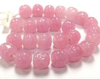 24 cuentas redondas barrocas de cuarzo rosa de 12 mm de vidrio de la marca Cherry de Japón, 4635T