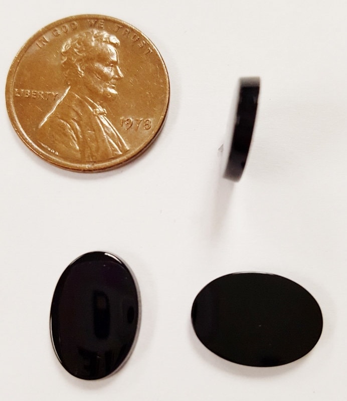 4 Vintage Genuine Black Onyx 14x10mm. Oval Buff Top Plaque