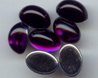 36 Vintage amatista acrílico 14x10mm. Cabujón ovalado de cúpula alta 7207