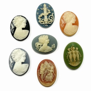 15 Vintage Cameos Assorted Resin Acrylic Cameo Lot DIY Jewelry Making, Repair & Crafting C80 image 2