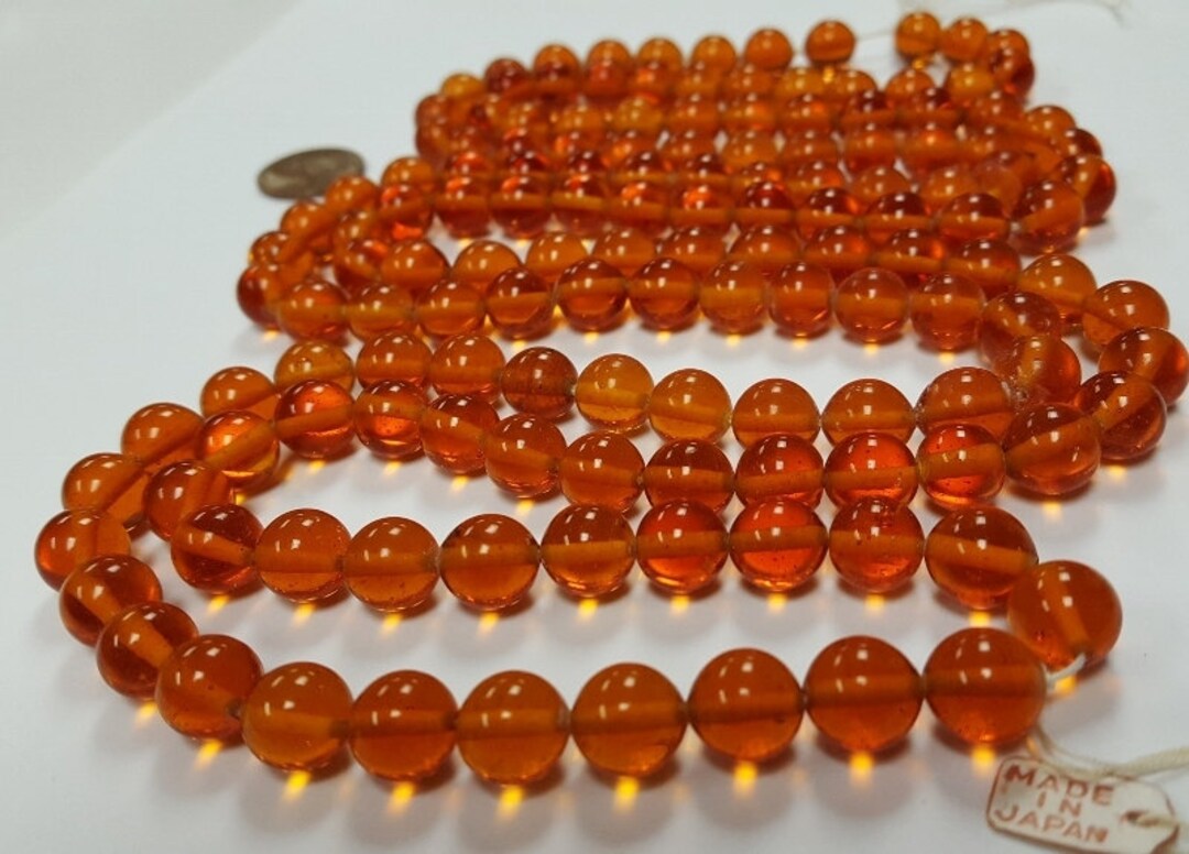 thumbnail interactive-video image 1 of 144 Vintage Cherry Brand Glass Beads - Madeira Topaz 10mm Round (Japan 1950s) 1 of 5
