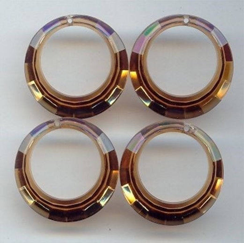 12 Vintage Smoke Topaz Acrylic 26mm Multi Faceted Round Pendants 6522