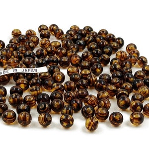 90 Vintage Japanese Cherry Brand Glass Tortoise 10mm. Smooth Round Loose Beads 4668L