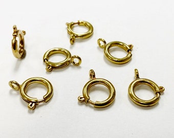 18 Pieces Vintage Brass Round 12mm. Ring with Steel Spring Clasps - DIY Jewelry Making 2880