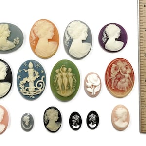 15 Vintage Cameos Assorted Resin Acrylic Cameo Lot DIY Jewelry Making, Repair & Crafting C80 image 4