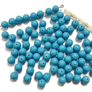 50 Vintage Japan Cherry Markenglas Türkis 8 mm. Glatte runde lose Perlen 4630