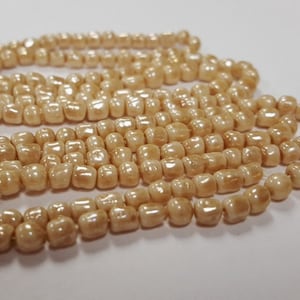 200 Vintage Japanese Cherry Brand Glass Beige Satin AB 4mm. Baroque Beads 4730T