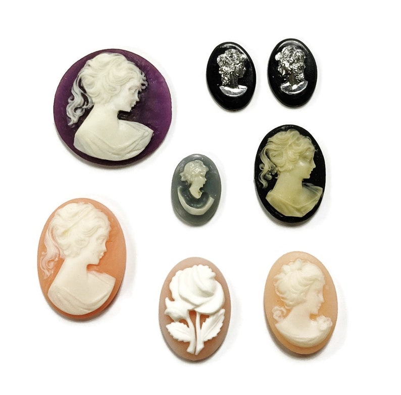 15 Vintage Cameos Assorted Resin Acrylic Cameo Lot DIY Jewelry Making, Repair & Crafting C80 image 3