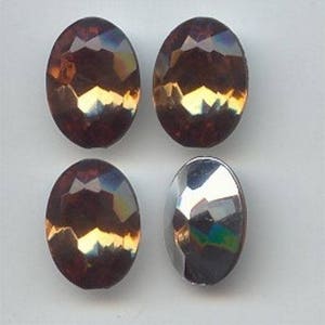 24 Vintage Smoke Topaz Faceted Acrylic 18x13mm. Oval Gem Jewels 6802