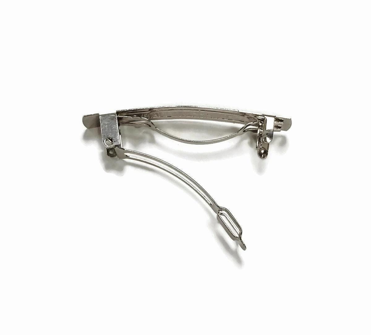 Vintage French hair Barrette Made in France metal beads silver tone French Barrette| Rebekajewelry main image 2