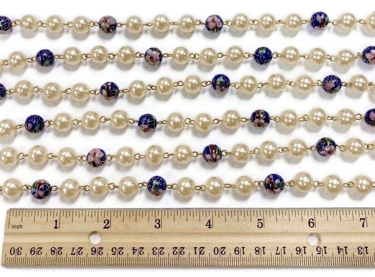 Catena A Maglie Per Rosario In Ottone Con Perle Bianche Di Hong Kong - Foto 9