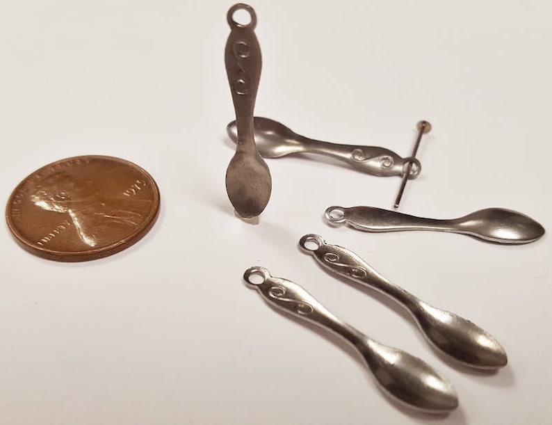 12 Vintage Steel Scrolled Spoon 29mm. Metal Stamping Finding Etsy