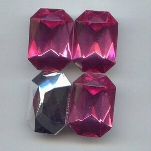 12 Vintage Pink Acrylic 25x18mm. Octagon Faceted Gem Jewels 6835
