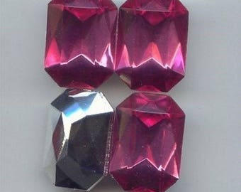 12 Vintage Pink Acrylic 25x18mm. Octagon Faceted Gem Jewels 6835