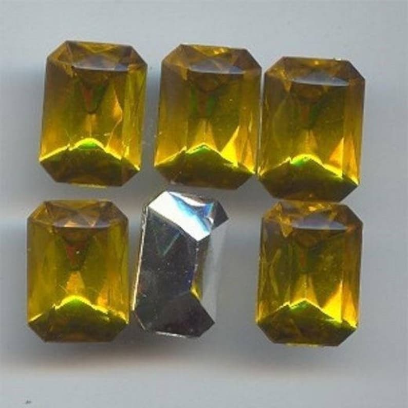 18 Vintage Jonquil Acrylic 18x13mm Octagon Faceted Gem Jewels 6829