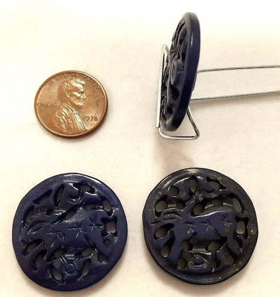ヴィンテージ 本物のブルー ジェダイト 中国翡翠 27 mm。丸い