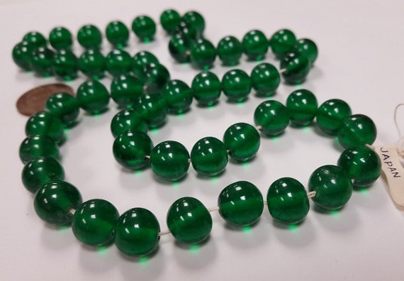 50 Vintage Japanese Cherry Brand Glass Emerald 10mm. Smooth | Etsy