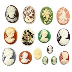 15 Vintage Resin Cameos (Western Germany, Hong Kong, Japan) DIY Jewelry Making & Crafting C82N