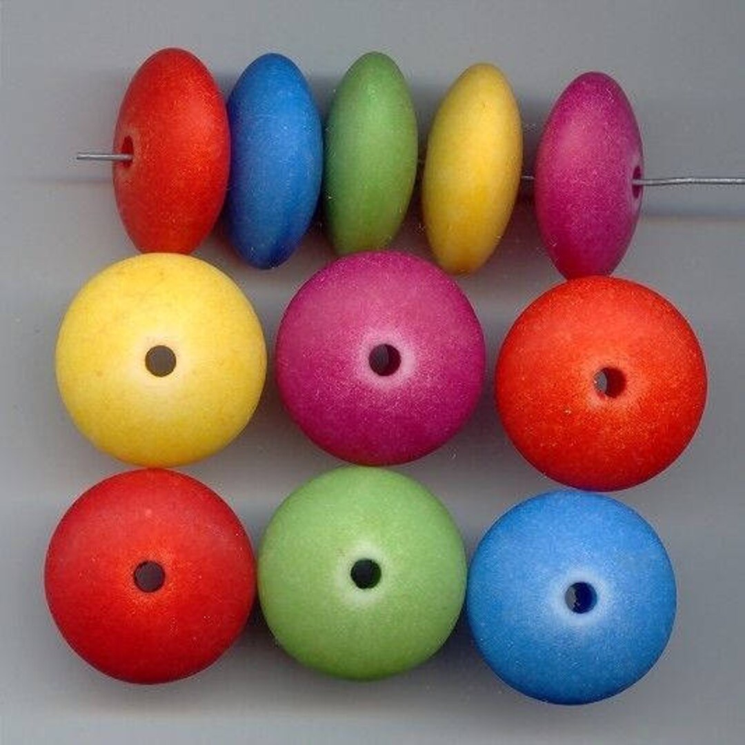thumbnail image 2 of 12 Vintage Cream Beige Acrylic Disc Spacer Beads – 10x26mm Round Smooth, Unbranded, For Jewelry Making 2 of 4