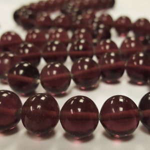 24 Vintage Japanese 1950&#39;s Cherry Brand Glass Amethyst 12mm. Round Beads 4683