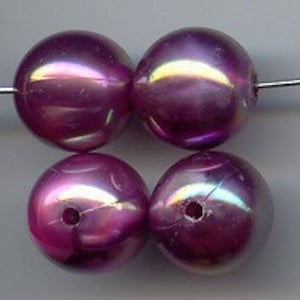 12 marbres acryliques ab vintage vin rouge 14 mm. Perles rondes lisses 5102