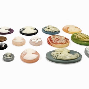 15 Vintage Cameos Assorted Resin Acrylic Cameo Lot DIY Jewelry Making, Repair & Crafting C80 image 5