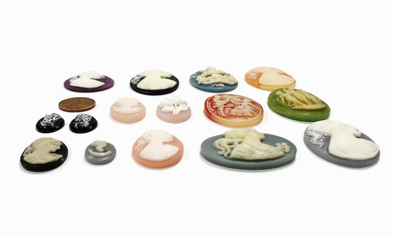 15 Vintage Cameos Assorted Resin Acrylic Cameo Lot DIY Jewelry Making, Repair & Crafting C80 image 5