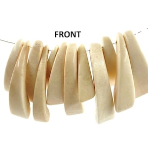 12 Vintage Genuine Cattle Rib Natural Bone Ornate Drilled Bead Charm Pendants 8